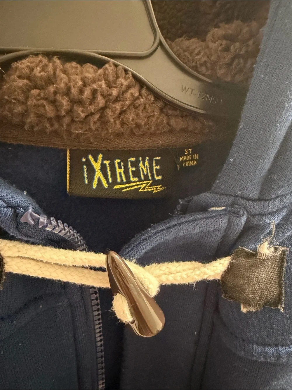 Kids Navy Hooded Toggle Jacket